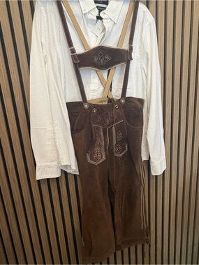 Brown Leather Lederhosen with Suspenders